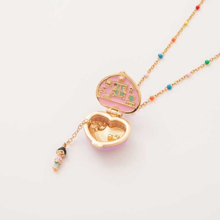 Magical Heart Locket Necklace with Fairy Charms