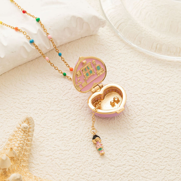 Magical Heart Locket Necklace with Fairy Charms