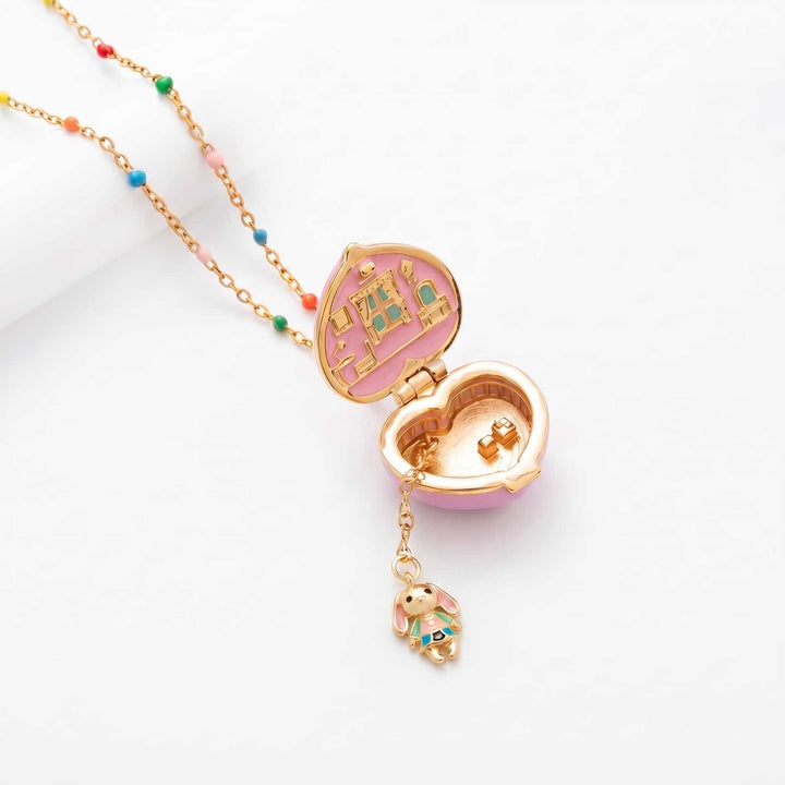 Magical Heart Locket Necklace with Fairy Charms