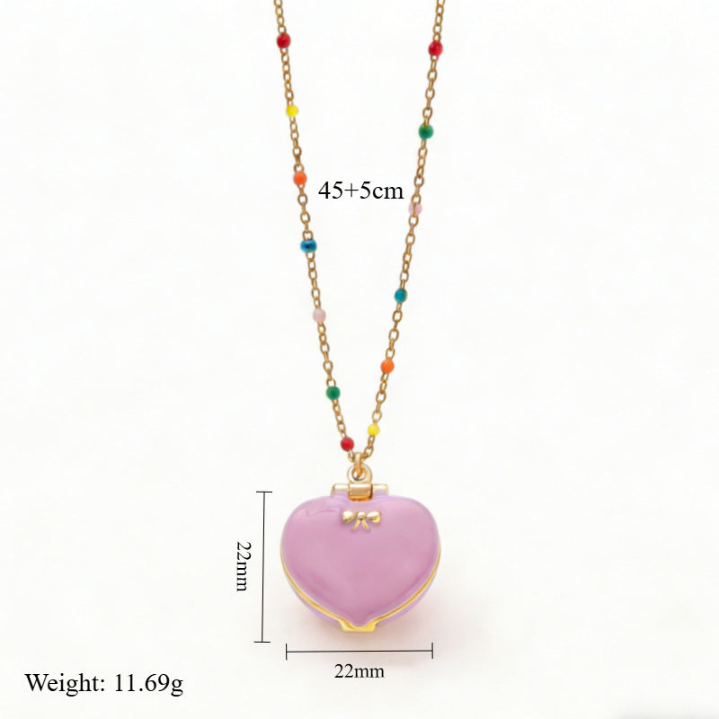 Magical Heart Locket Necklace with Fairy Charms