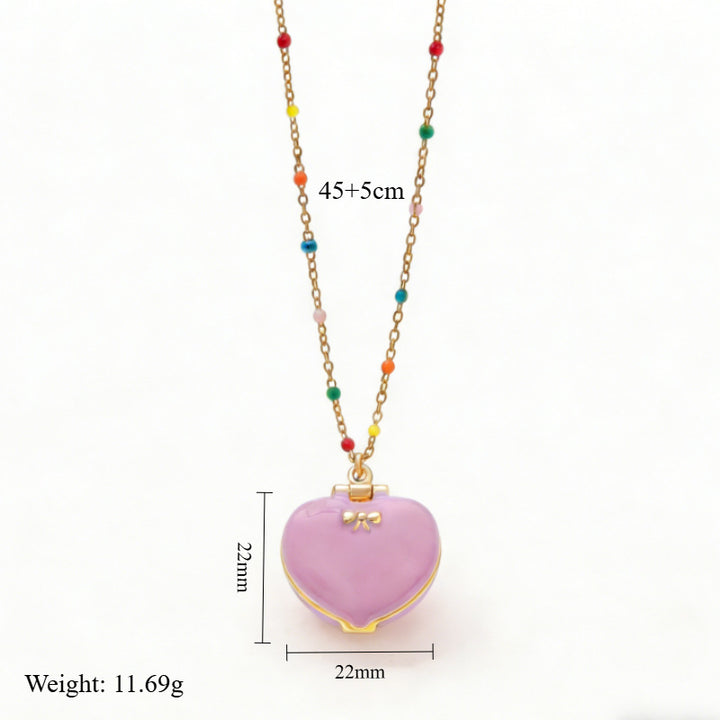 Magical Heart Locket Necklace with Fairy Charms