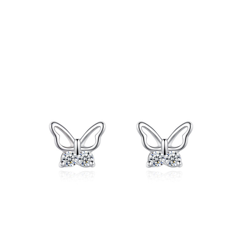 Sterling Silver Butterfly CZ Kids Stud Earrings