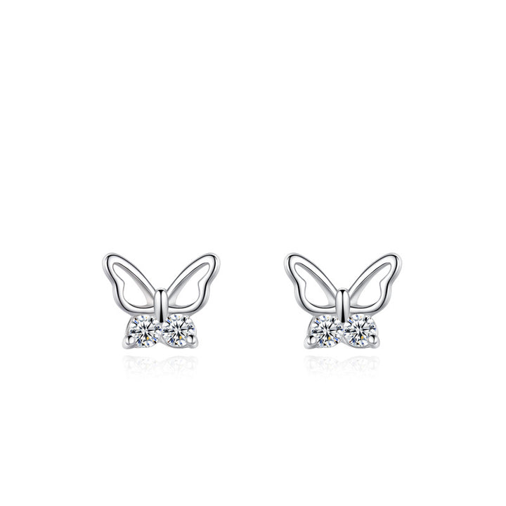 Sterling Silver Butterfly CZ Kids Stud Earrings