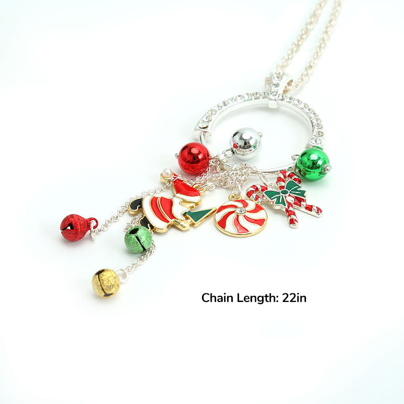 Girls Christmas Holiday Charm Jingle Bell Necklace