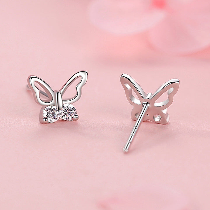 Sterling Silver Butterfly CZ Kids Stud Earrings
