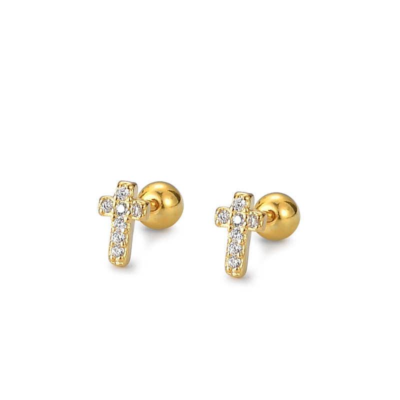 Children Cubic Zirconia Cross Earrings