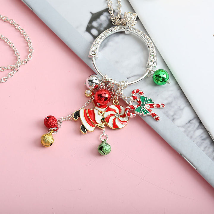 Girls Christmas Holiday Charm Jingle Bell Necklace