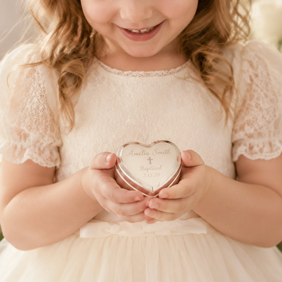 Personalized Baby Baptism or Christening Heart Jewelry Box