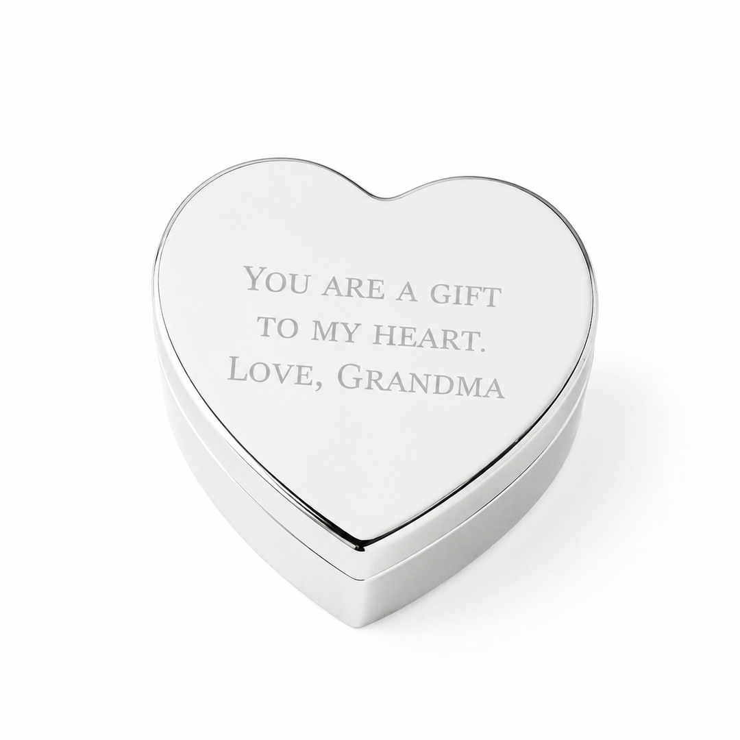 Personalized Baby Baptism or Christening Heart Jewelry Box