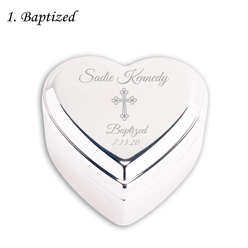 Personalized Baby Baptism or Christening Heart Jewelry Box