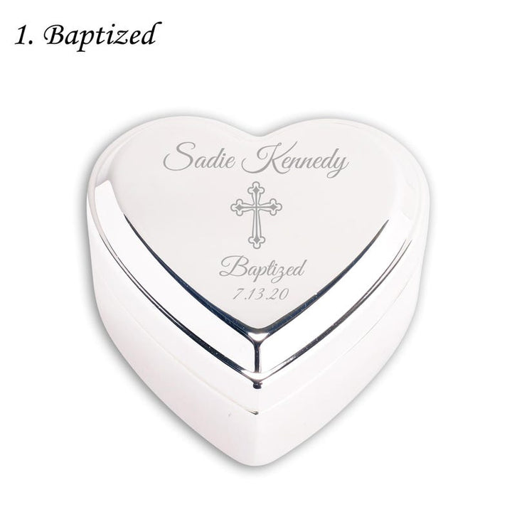 Personalized Baby Baptism or Christening Heart Jewelry Box