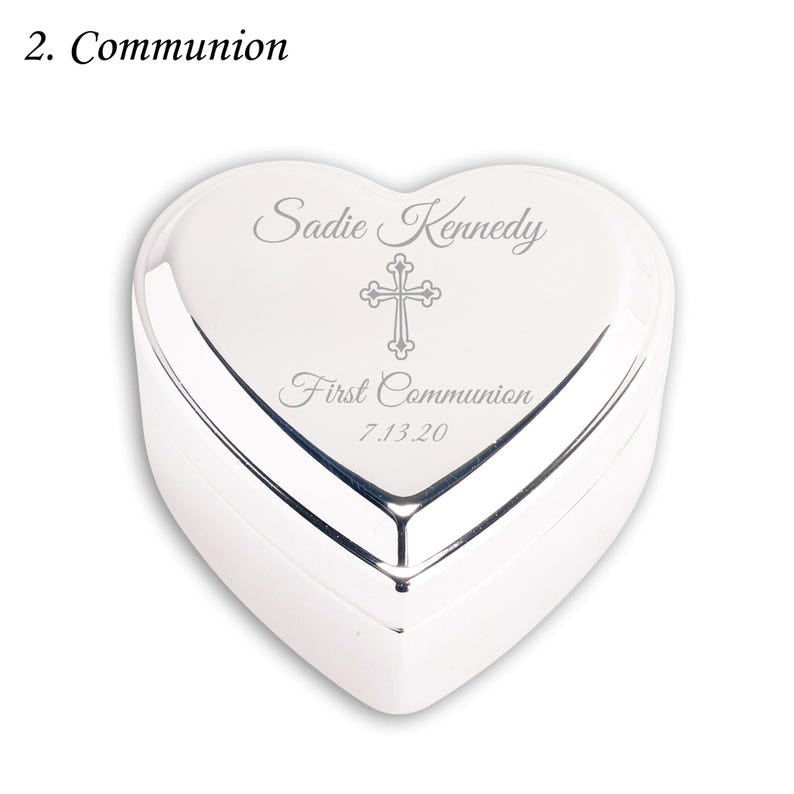 Personalized Baby Baptism or Christening Heart Jewelry Box