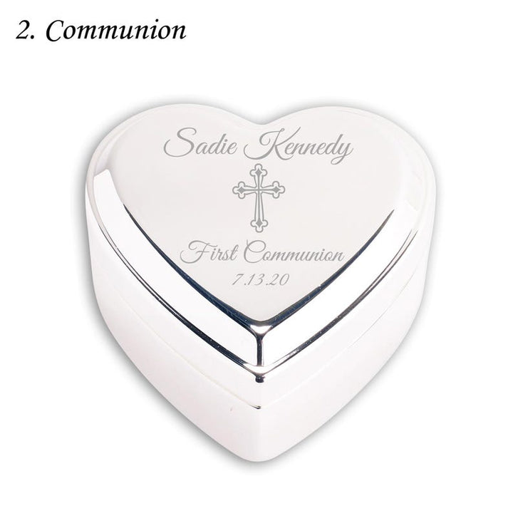 Personalized Baby Baptism or Christening Heart Jewelry Box