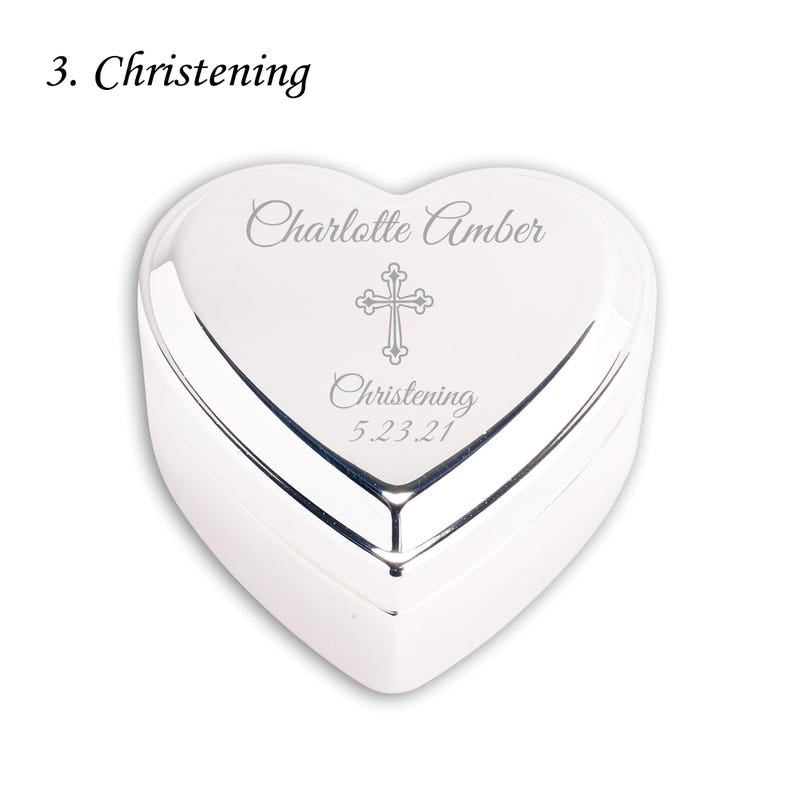 Personalized Baby Baptism or Christening Heart Jewelry Box