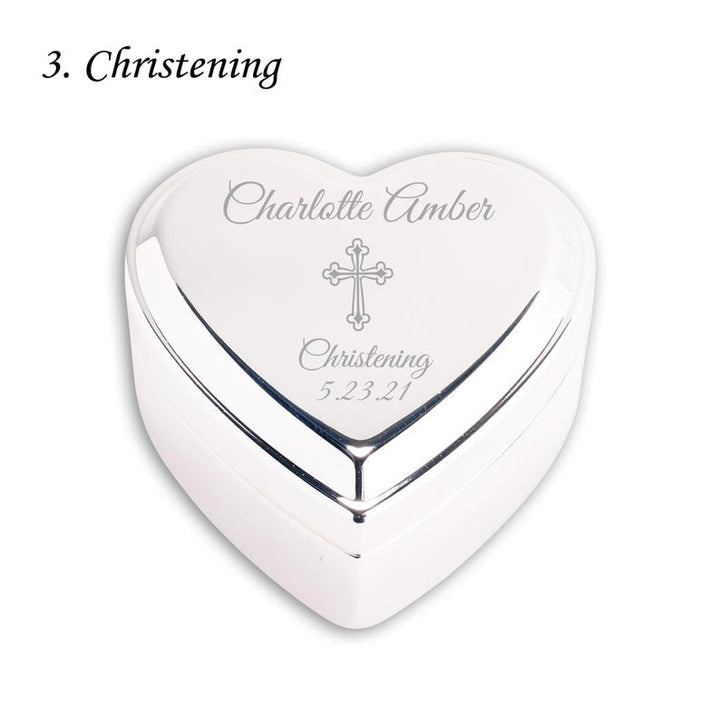 Personalized Baby Baptism or Christening Heart Jewelry Box