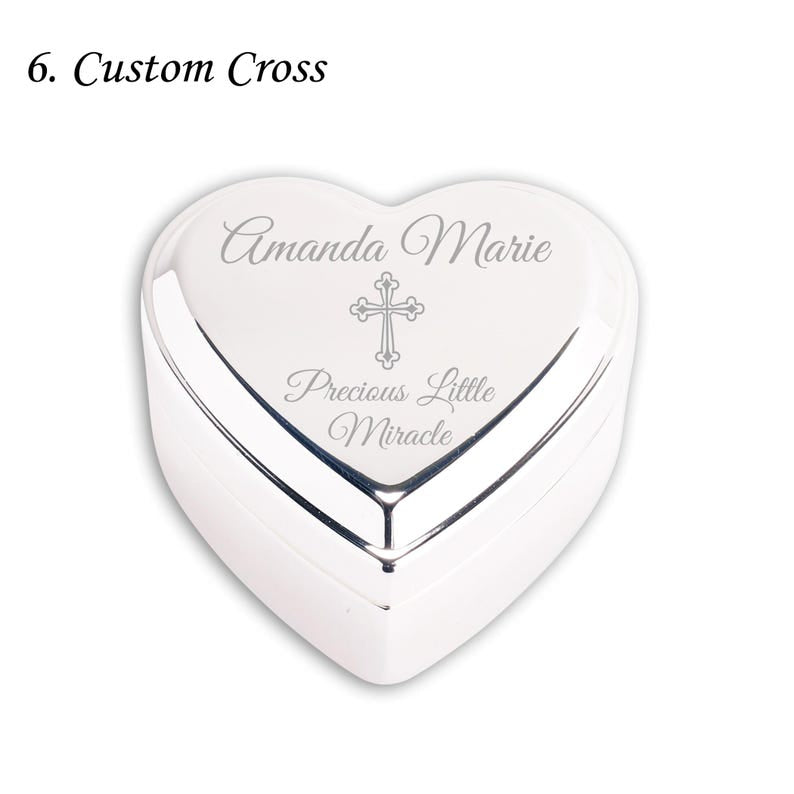 Personalized Baby Baptism or Christening Heart Jewelry Box