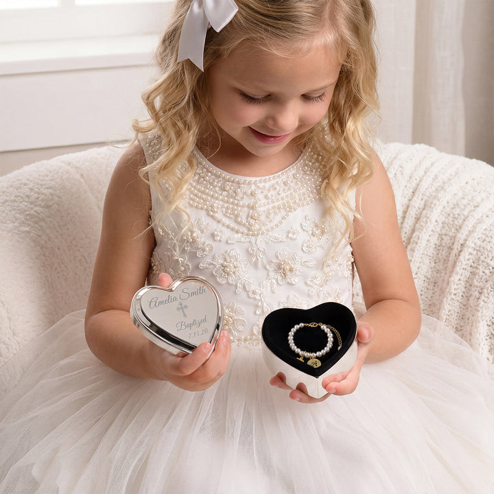 Personalized Baby Baptism or Christening Heart Jewelry Box
