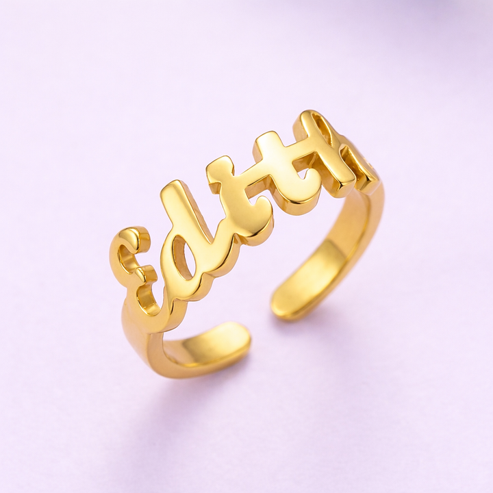 Bague pour fille avec initiale personnalisée et monogramme en forme de cœur