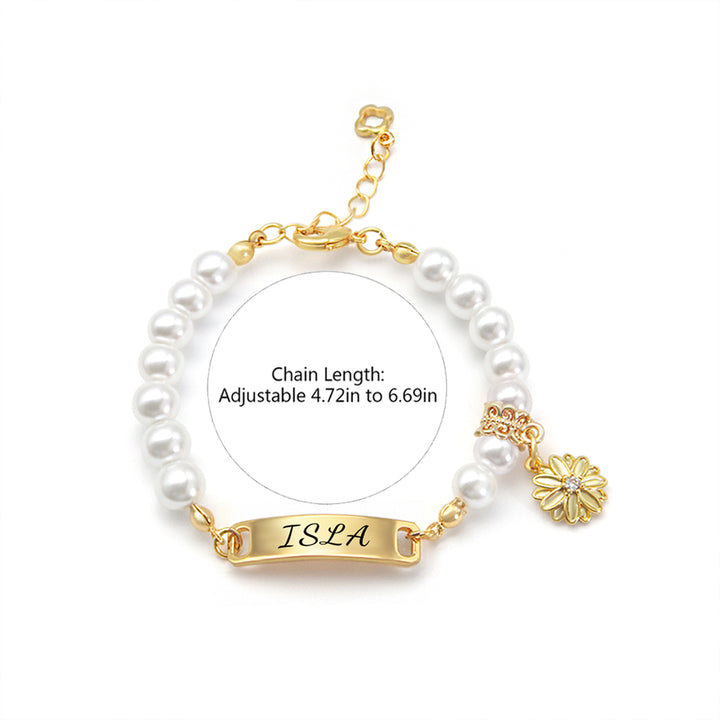 Personalisiertes Perlenarmband mit Babynamen und Geburtsblume