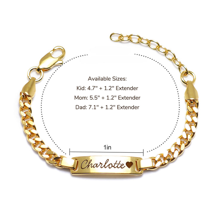 Ensemble familial de bracelets avec prénom pour bébé 