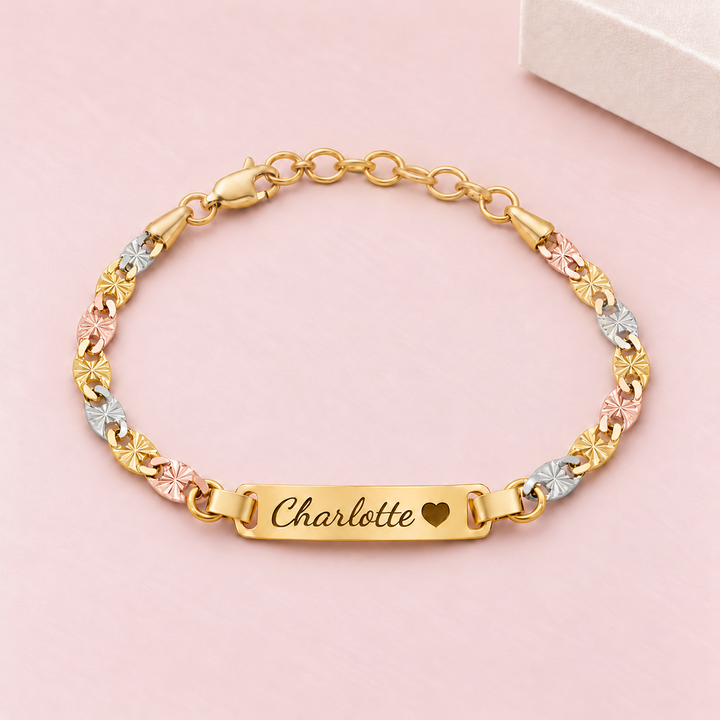 Personalized Baby Tri-Tone Starburst Name Bracelet