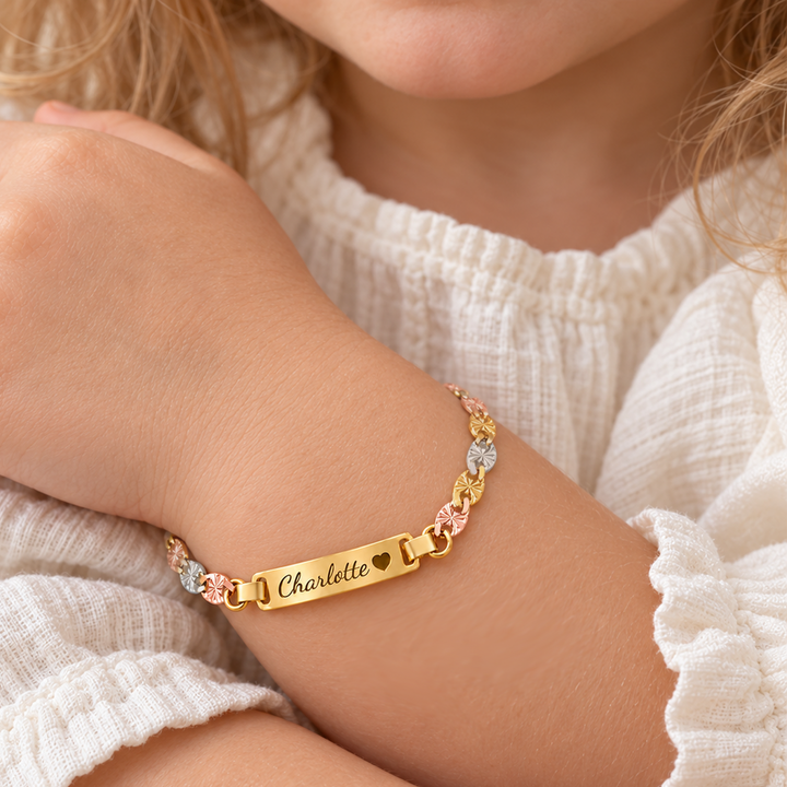 Personalized Baby Tri-Tone Starburst Name Bracelet
