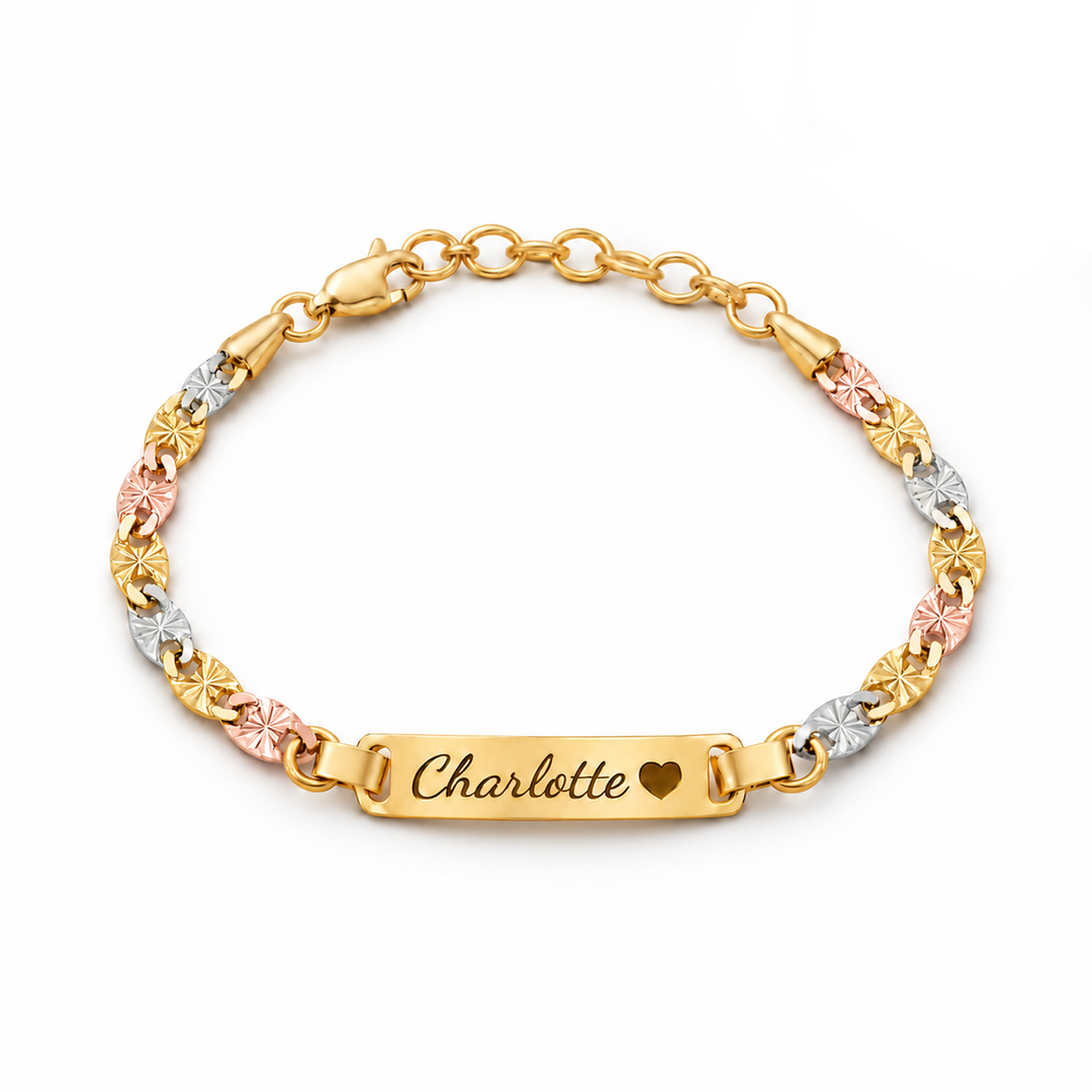 Personalized Baby Tri-Tone Starburst Name Bracelet