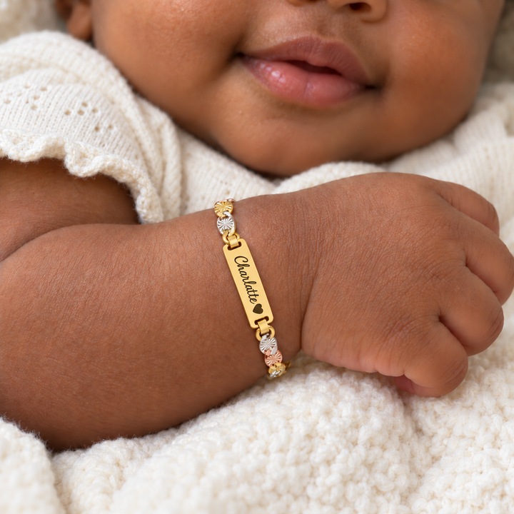 Personalized Baby Tri-Tone Starburst Name Bracelet