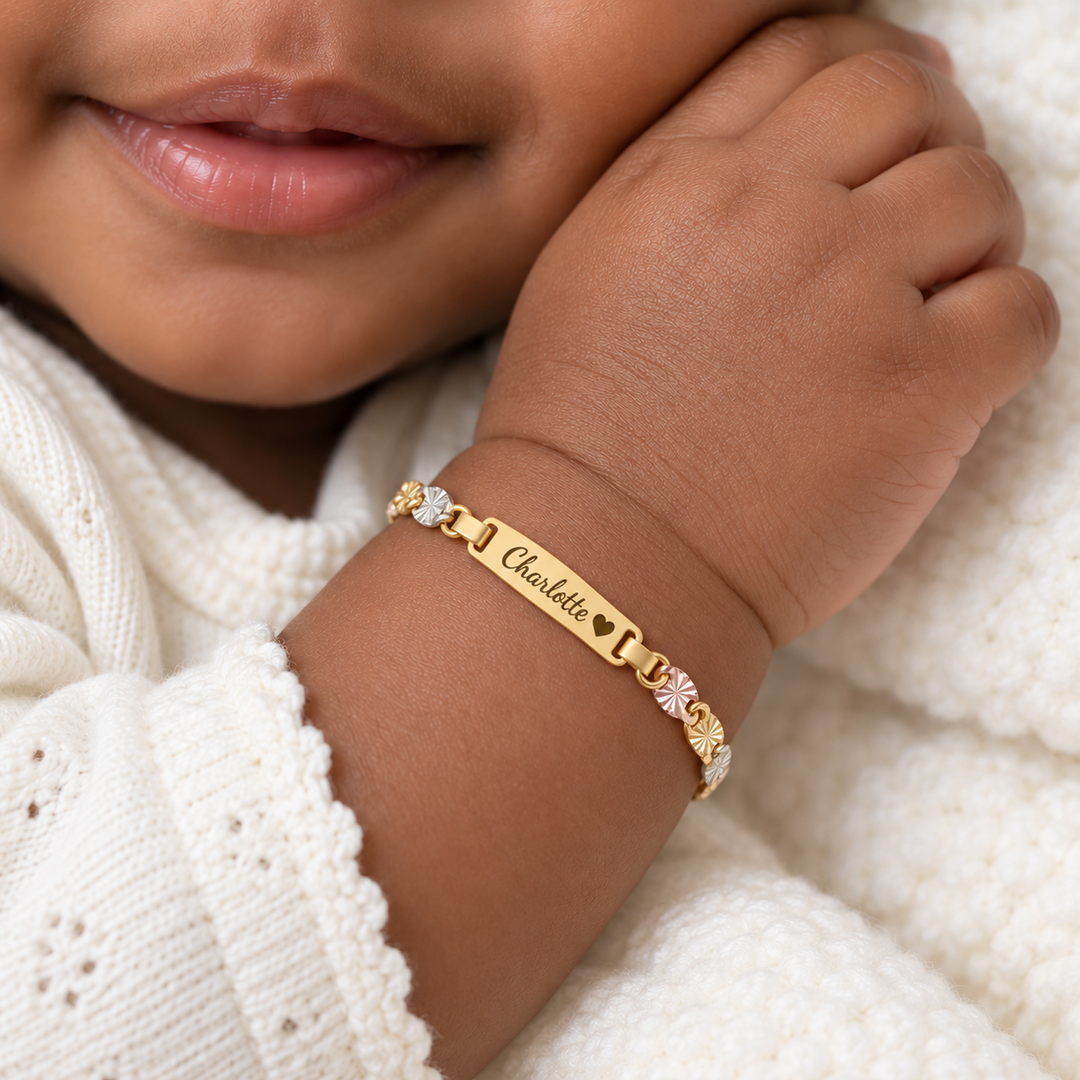 Personalized Baby Tri-Tone Starburst Name Bracelet