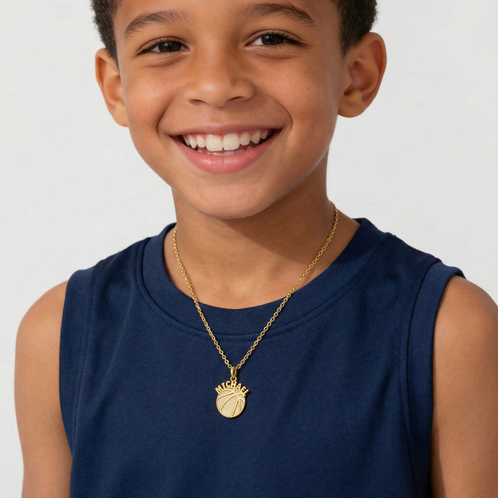 Personalized Basketball Baby Boy Name Necklace