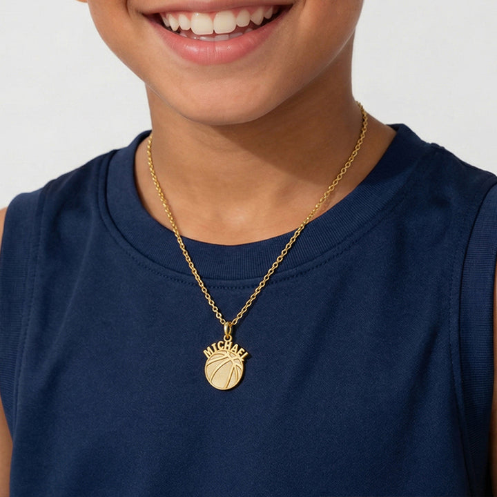 Personalized Basketball Baby Boy Name Necklace