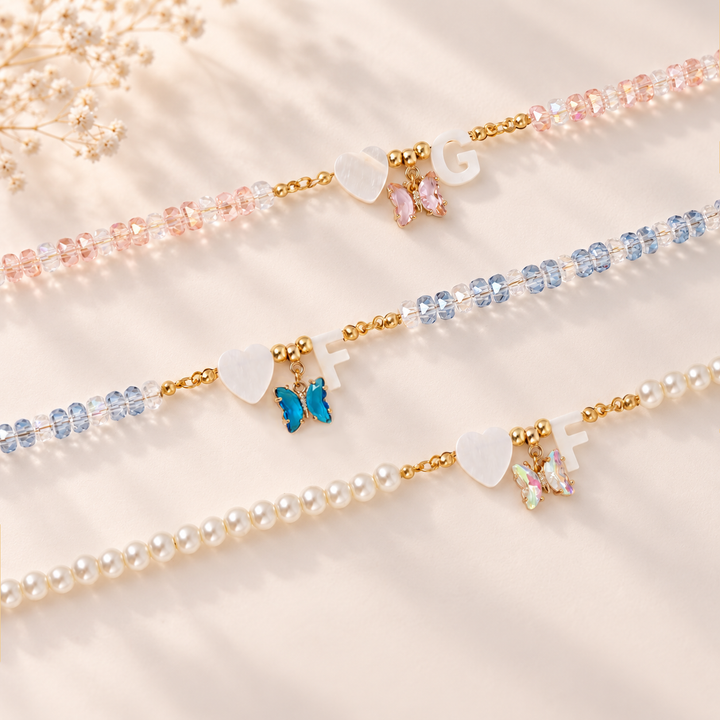 Personalized Birthstone Butterfly Initial Necklace for Girls
