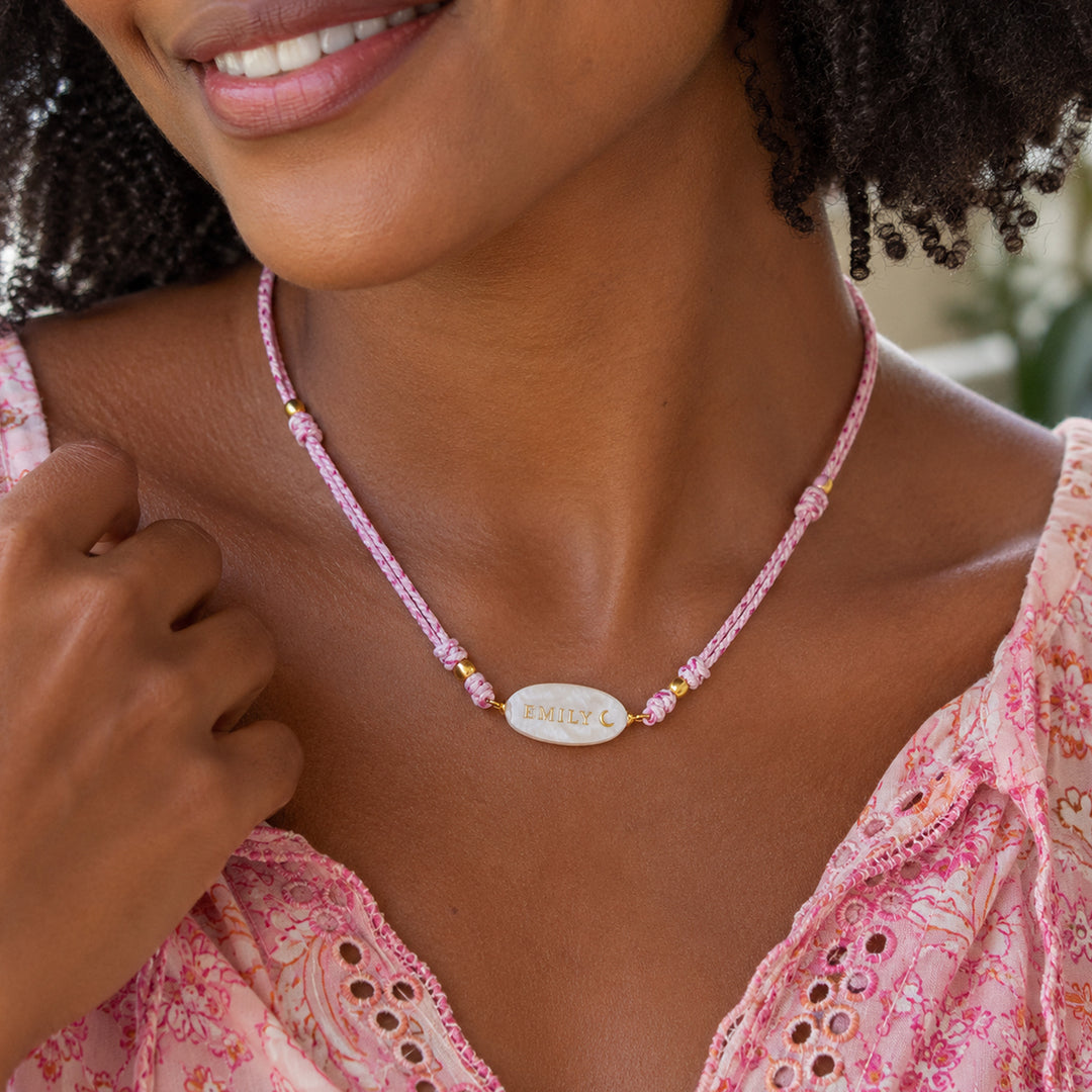 Personalized Braided Cord Shell Name Necklace
