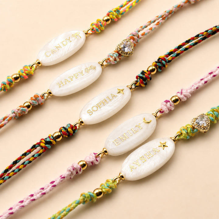 Personalized Braided Cord Shell Name Necklace