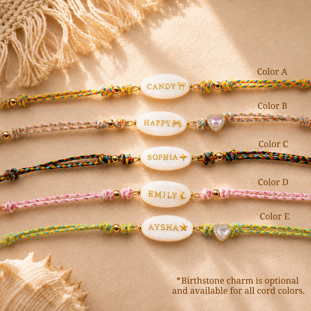 Personalized Braided Cord Shell Name Necklace
