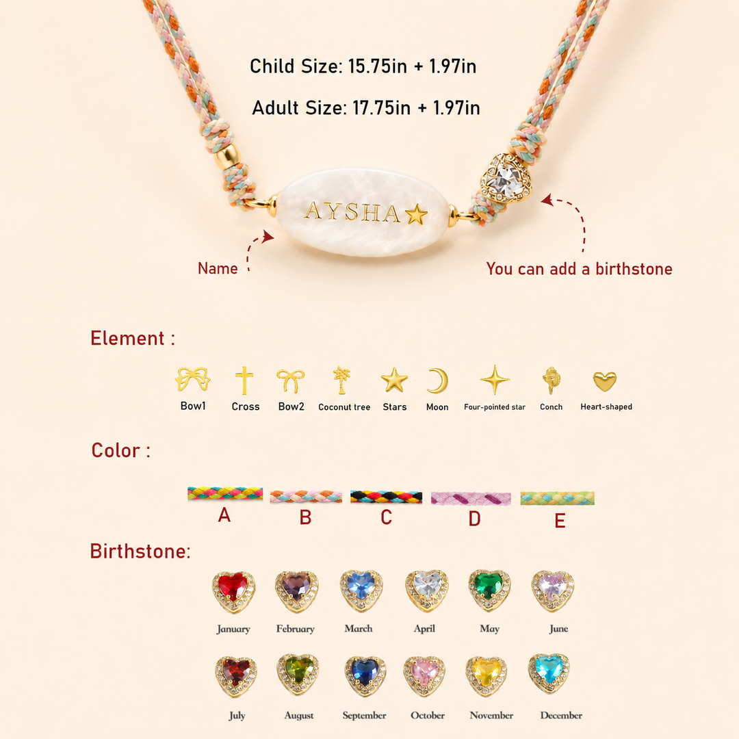 Personalized Braided Cord Shell Name Necklace