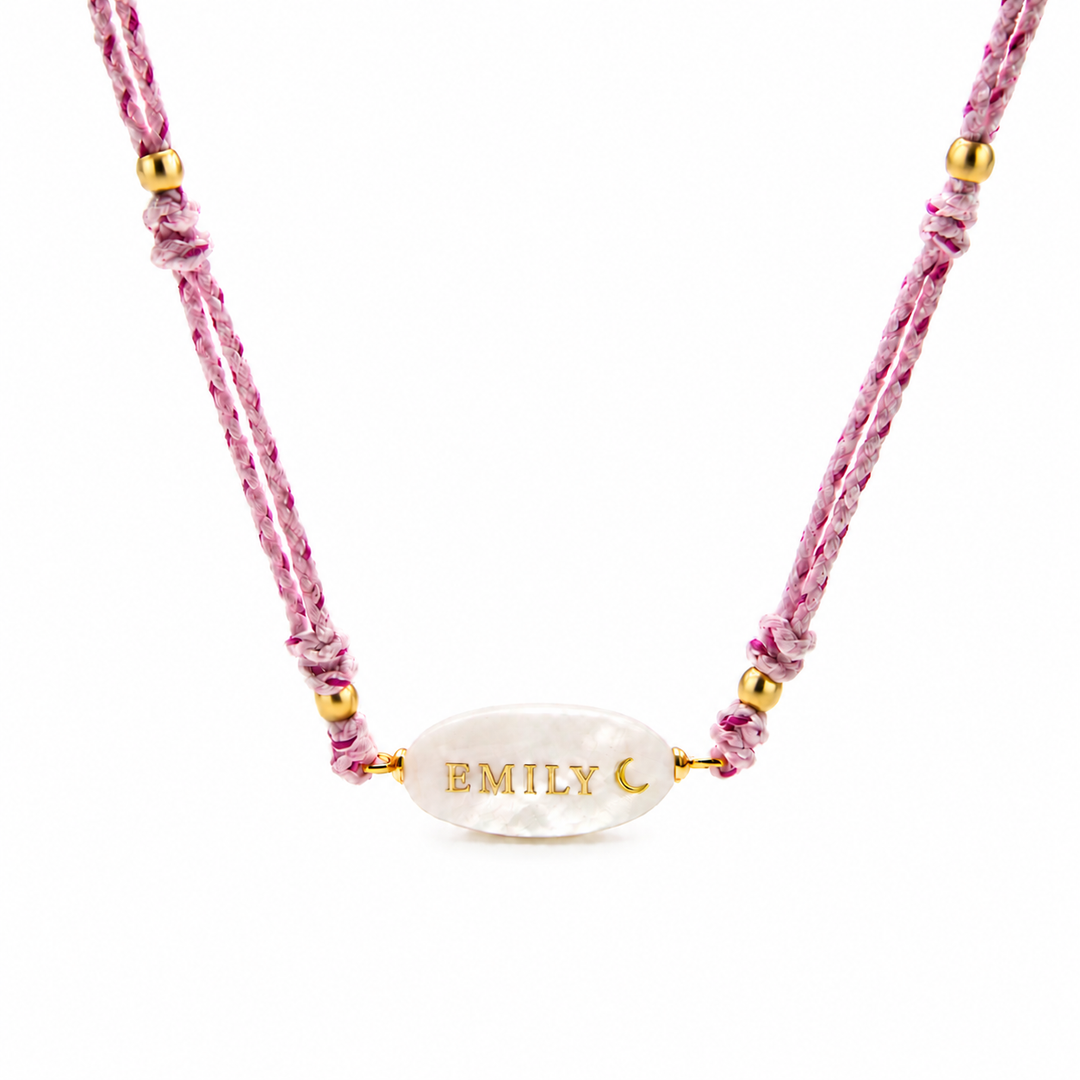 Personalized Braided Cord Shell Name Necklace