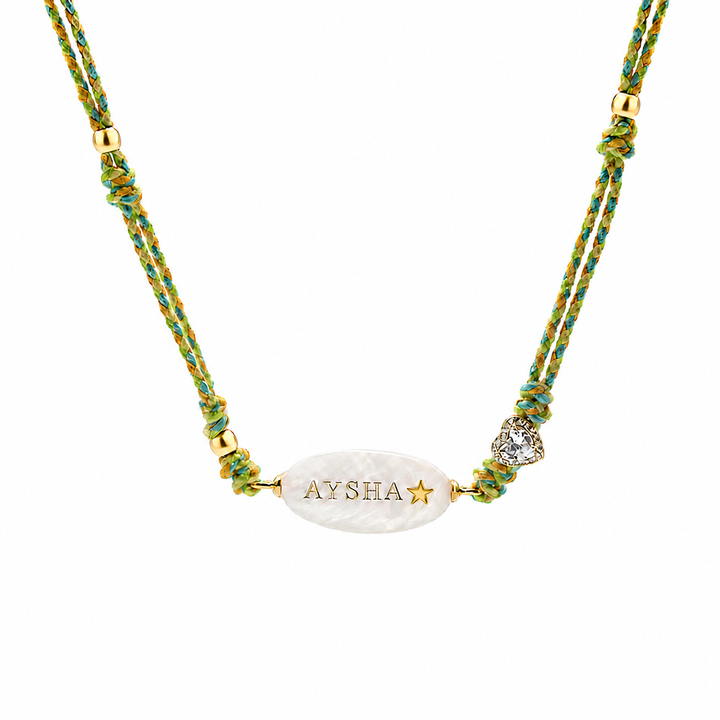 Personalized Braided Cord Shell Name Necklace