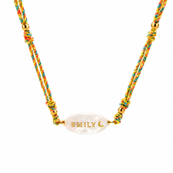 Personalized Braided Cord Shell Name Necklace