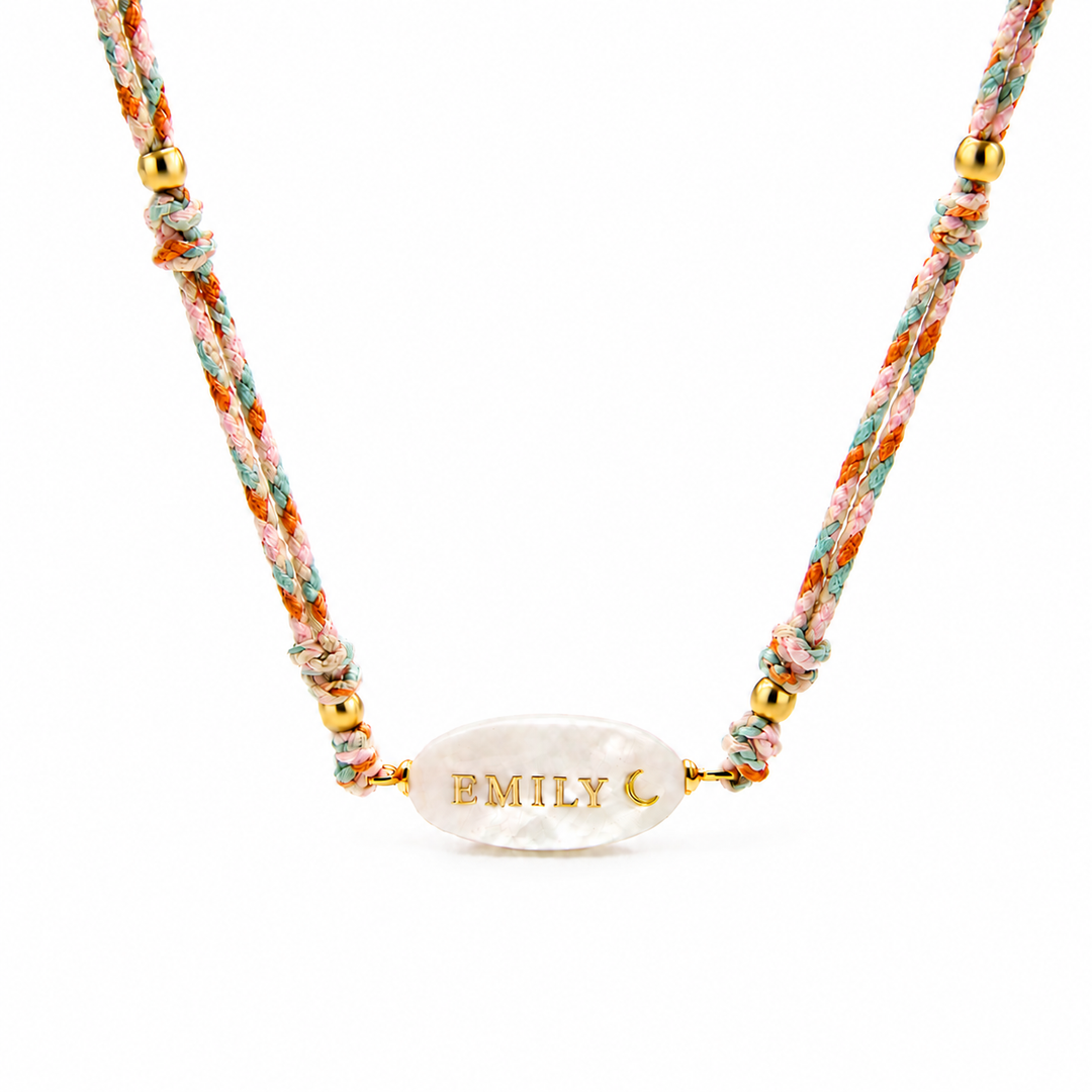 Personalized Braided Cord Shell Name Necklace