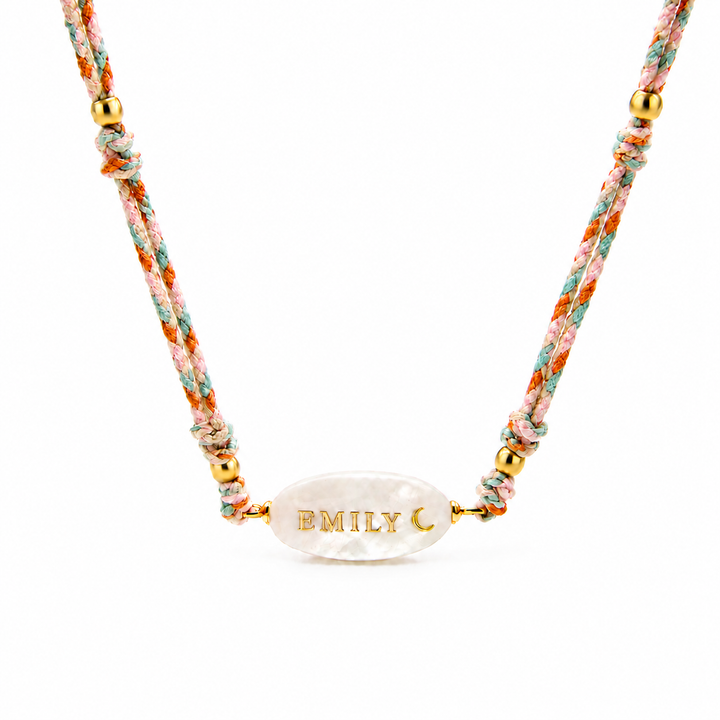 Personalized Braided Cord Shell Name Necklace