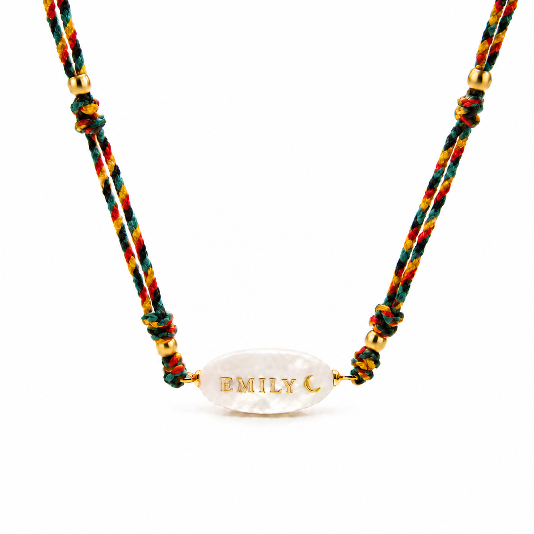 Personalized Braided Cord Shell Name Necklace