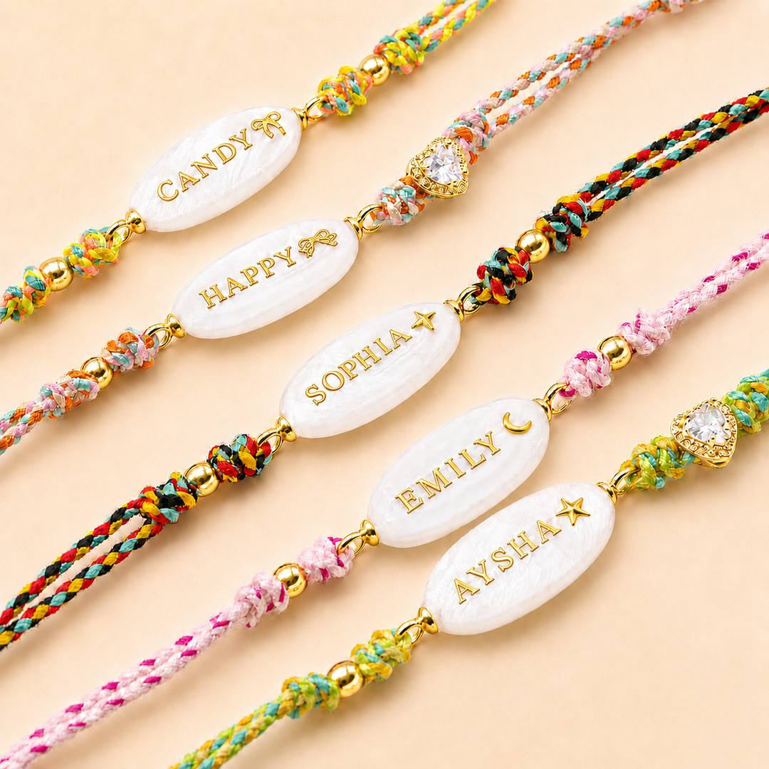 Personalized Braided Cord Shell Name Necklace