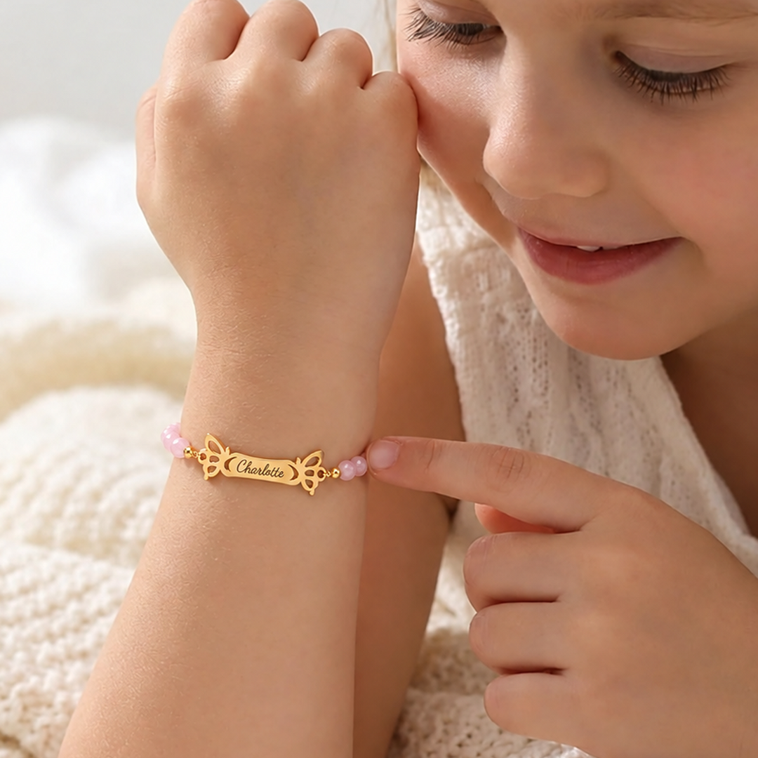Personalized Butterfly Name Beaded Bracelet