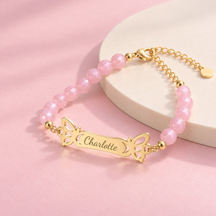 Personalized Butterfly Name Beaded Bracelet