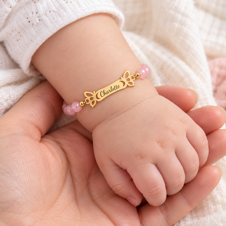 Personalized Butterfly Name Beaded Bracelet