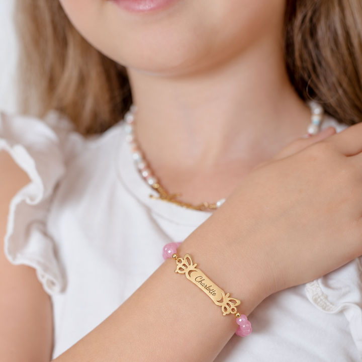 Personalized Butterfly Name Beaded Bracelet