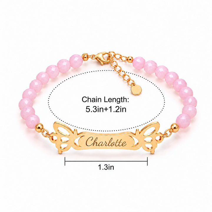 Personalized Butterfly Name Beaded Bracelet