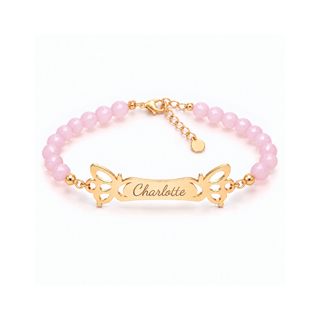 Personalized Butterfly Name Beaded Bracelet