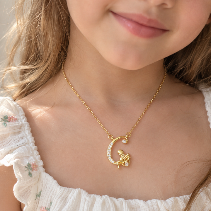 Personalized CZ Angel Initial Necklace for Girls